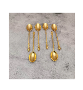 Custom Made Eco-Friendly Brass Flatware Cutlery <b>Set</b> Gold Plated Mirror 6-<b>Piece</b> Dinnerware for Hotel Restaurant Home Giveaways - Product Image 2
