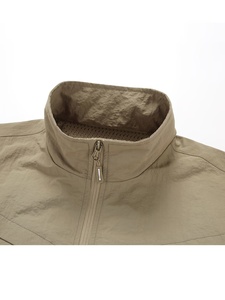 Men's Breathable <b>Lightweight</b> Windbreaker <b>Jacket</b> Stand Collar Zipper Closure Solid Color Casual Outdoor Wear Autumn Season - Product Image 2