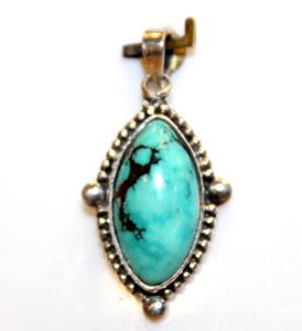 Colgante de Piedra Preciosa con Bisel de Turquesa en Forma de Gota, Estilo Bohemio, Popular y de Moda, Joyería Artesanal - Product Image 1