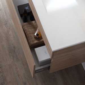 Meuble de salle de bain suspendu au mur en chêne naturel de 120 cm de Shanghai, ensemble élégant pour votre salle de bain moderne - Product Image 2