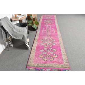 พรมตุรกีขนาด28นิ้ว x 11.9นิ้วแนววินเทจสไตล์คลาสสิกสีชมพูสีเบจผ้าขนสัตว์ลาเท็กซ์สำหรับวัยรุ่นทรงสี่เหลี่ยมผืนผ้าคลาสสิกสำหรับใช้ในห้องโถง - Product Image 4