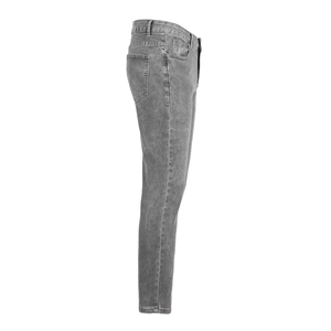 Jean en denim gris délavé coupe slim à jambe droite pour homme, pantalon décontracté en coton taille mi-haute style automne - Product Image 1