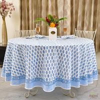 Nouvelle arrivée, nappe en coton à imprimé feuilles bleues faite à la main, imprimée au bloc, design moderne, haute qualité, linge de table, bordure Inde
