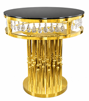 Nouvelle conception, table à gâteau ronde en acier inoxydable doré de haute qualité pour hôtels, mariages et fêtes