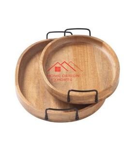 2025 meilleure vente fait à la main plateau en bois cuisine nourriture plateau de service boissons en bois plateau de service accessoires d'hôtel - Product Image 5