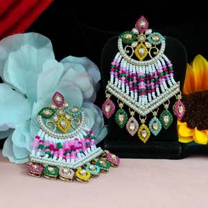 Graceful Sophisticated Look <b>Pearl</b> Work Kundan Jhoomer <b>Earrings</b> Classic Elegance Traditional Dangling Fashion Dangle <b>Earrings</b> - Product Image 5