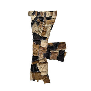 DiZNEW Jeans da Uomo in Denim di Alta Qualità, Personalizzati, Modello Flare Bottoms Cargo, Effetto Consumato, Cerato, Lavaggio Acido, Orlo Grezzo, Taglio Super Skinny, con Effetto Torched e Stack - Product Image 3