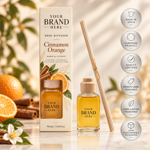 Difusor de Aromas de Canela y Naranja de Marca Privada 90ml OEM |   Fragancia Cítrica Especiada para el Hogar |   Hecho en España, UE - Product Image 1