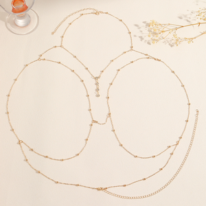 قلادة بيكيني H2 Jewelry D0004، سلسلة للجسم للشاطئ، قلادة مثيرة بشراشيب متوفرة باللون الذهبي والفضي - Product Image 4