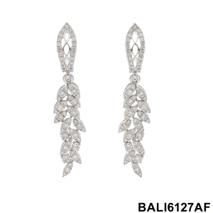 Real Diamond Accent Sterling Silver 14K <b>Gold</b> Over Leaf Shaped <b>Dangle</b> Drop <b>Earrings</b> Fashion for Women - Product Image 2