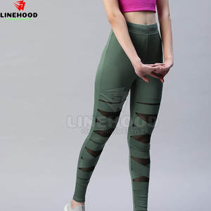 กางเกงโยคะเอวกลางของผู้หญิงกางเกงเลกกิ้งผ้าสแปนเด็กซ์ลายพื้นแบบผูกเชือกปิดสไตล์ล่าสุดขายดี - Product Image 5