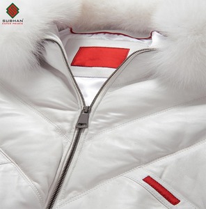 Blouson V-Bomber blanc original pour homme avec col doublé de fourrure, Blouson V-bomber d'hiver chaud pour homme, Vêtement de rue, Blouson matelassé élégant pour homme - Product Image 5