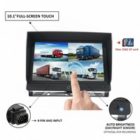 Vision nocturne infrarouge, écran tactile capacitif IPS 10,1 pouces | Enregistreur DVR 4 canaux 1080P Système de caméra de recul 12-24V Luxe