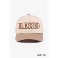 Gorra Étnica de Lona de Algodón con Patrón de Alfabeto en Relieve Blessed Ash Mocha, Gorra de Declaración de Fe para las Cuatro Estaciones
