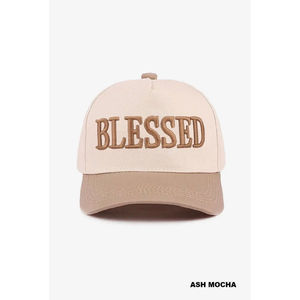 หมวกแก๊ปสไตล์ชาติพันธุ์ Blessed Ash Mocha พร้อมข้อความแสดงความเชื่อ - Product Image 1