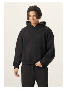 2025 nuevo personalizado Color sólido estilo cuadrado OEM invierno poliéster/algodón Streetwear liso teñido alta calidad recortada Sudadera con capucha para hombres - Product Image 4