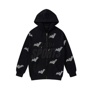 Tamaño adulto 100% algodón Rhinestone Sudadera con capucha transpirable manga larga Rhinestone Sudadera con capucha de calidad superior Rhinestone Sudadera con capucha - Product Image 1
