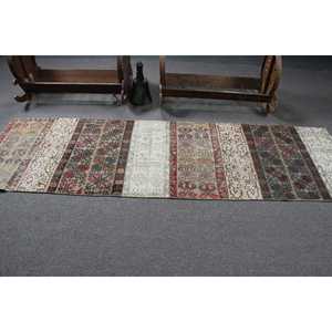 2.6x8.7 ft <b>Runner</b> Vintage Turkish Rug, <b>Red</b> Moroccan Wool Rug - Product Image 3