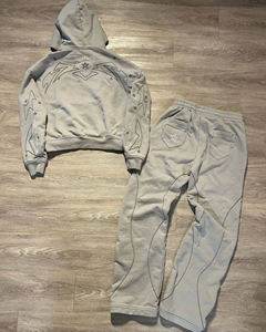 Ensemble survêtement personnalisé brodé, sweat-shirt et pantalon de jogging, mélange de coton, streetwear, tenue deux pièces, sur commande - Product Image 4