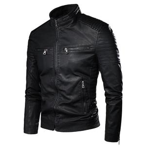 2024 Otoño Invierno ropa de hombre motocicleta chaqueta de cuero hombres adolescentes Stand Collar Punk abrigo de cuero hombres Punk - Product Image 3