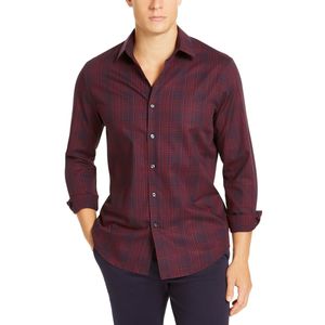 Camicia Casual Rossa da Uomo Tasso Elba 100% Cotone Popeline Taglia 2 Extra Large Stampa a Medaglione Antipiega Fornitura ODM - Product Image 1