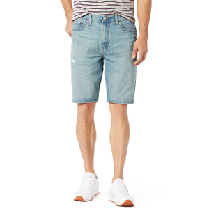 Shorts en jean décontractés pour hommes, grande taille, délavés, design personnalisé, couleur unie, élégants, taille mi-haute, fermeture éclair BD - Product Image 4