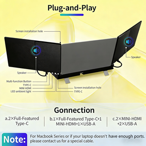 Moniteur portable pour ordinateur portable professionnel à double écran de 14 pouces 16:9 avec haut-parleur intégré, panneau IPS Full HD 60Hz, interface USB - Product Image 5