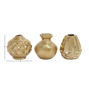 Juego de 3 Jarrones Decorativos con Diseño de Maceta en Acabado Dorado, Perfectos para Decoración del Hogar, Centros de Mesa y Arreglos Florales Elegantes - Product Image 3