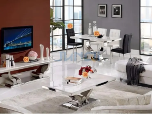 Mesa de Novios Moderna con Tapa de Mármol y Base Dorada de Hierro, Mueble Decorativo de Lujo Antiguo, Móvil para el Hogar - Product Image 3