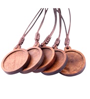 10 pièces Fit 25mm rond bois Cabochon pendentif plateaux bricolage en bois cordon collier Base réglage blancs pour la fabrication de bijoux