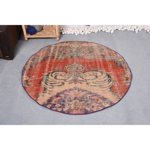 พรมขนแกะโบฮีเมียนขนาดใหญ่4.2 x 4.3ft ต่อลายสีแดงเบจสี่เหลี่ยมผืนผ้าสำหรับติดทางเดินทางเดินพรมยางปูพื้นด้านหลัง - Product Image 1