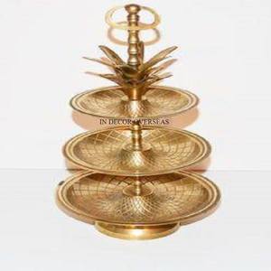 Soporte de pastel de forma redonda de Metal de calidad superior chapado en oro de alta calidad más demandado con diseñador de cuentas de cristal transparente de la India - Product Image 6