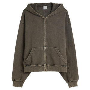 2025 último logotipo personalizado bordado de alta calidad 100% algodón francés Terry Sudadera con capucha de gran tamaño Streetwear sudaderas con capucha lavado frente sólido - Product Image 1