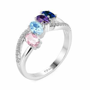 Bague de Famille Personnalisée Jeulia avec Pierre de Naissance - Bague Torsadée à Quatre Pierres Ovales Plaqué Or Rose, Cadeau Romantique pour Anniversaire - Product Image 2