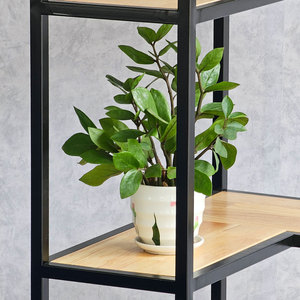 Estante Esquinero de 5 Niveles de Madera de Caucho con Estructura de Hierro de 60x60x160cm, Modelo KGT68025, Tipo Vertical para Sala de Estar - Product Image 3