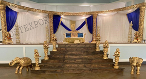 Classy Wedding Golden Reception Stage Indian Wedding <b>Engagement</b> Stage Glamorous South Asian Wedding Stage - Product Image 3