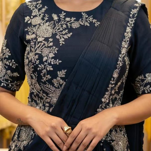 Sari Negro de Diseñador para Mujer, Colección Premium para Cócteles y Bodas - Product Image 1