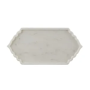 Bandejas de servicio de mármol rectangulares blancos de lujo naturales al por mayor personalizadas mármol blanco de alta calidad - Product Image 6