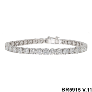 Bracelet tennis élégant pour femme en or 14 carats plaqué rhodium, serti de 13 diamants ronds brillants de laboratoire à quatre griffes - Product Image 3