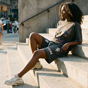 Shorts Bermuda Y2K Personalizados para Mujer, Corte Regular, Cintura Elástica, Cintura Alta, Estilo Hip Hop, Desgastados, Casuales de Gimnasio, Pedidos al por Mayor - Product Image 2