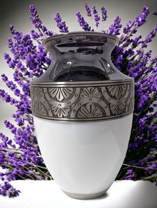 Elegant Black and White Engraved Cremation Urn Exquisite <b>Funeral</b> with Brass Finish Large Aluminium <b>funeral</b> <b>supplies</b> urns - Product Image 2
