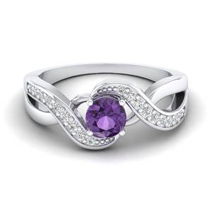 Bague REYES en argent sterling 925 avec moissanite certifiée GRA et améthyste, pour femmes, cadeau d'anniversaire de luxe - Product Image 5