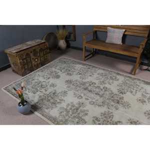 Grand tapis turc vintage 5,6x9,4 pieds, tapis blanc à fleurs en laine - Product Image 5