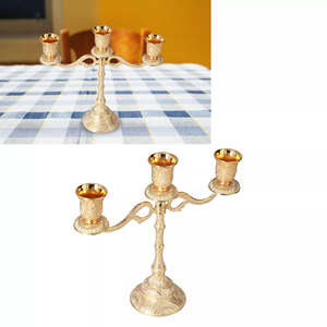 Chandelier Réutilisable en Bronze à 5 Bougies en Métal, Grand Modèle Européen, Candélabre de Décoration de Mariage et de Noël - Product Image 4