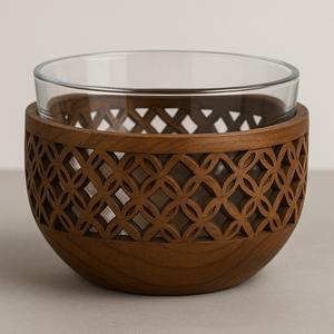 ชามไม้สีน้ำตาลพร้อมดอกไม้แกะสลักลายนูนเหมาะสำหรับตกแต่งบ้านโต๊ะผลไม้แห้งหรือของขวัญตามเทศกาล - Product Image 6