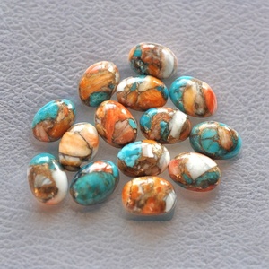 Cabochon lisse de forme ovale en cuivre turquoise naturel d'huître épineuse pour la fabrication de bijoux dans toutes les tailles créer des anneaux de pierres précieuses collier - Product Image 4