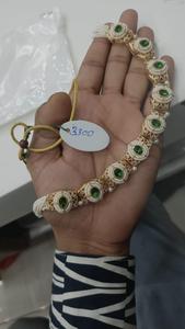 Elegant Gold Tone Kundan <b>Necklace</b> <b>Set</b> with Pear-Shaped Stones & <b>Pearls</b> Bridal Jewelry with Earrings for Festive Glam - Product Image 6