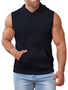 Sweat à capuche sans manches haute performance pour homme avec poches, idéal pour la gym et le fitness, personnalisable avec votre marque - Product Image 3