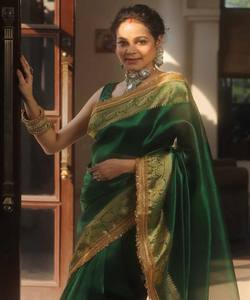 ÚLTIMO SEDA SUAVE JACQUARD BORDER SAREE CON BLUSA SIN COSTAR DESPIECE DE FIESTA PRECIO AL POR MAYOR ROPA ÉTNICA VERDE - Product Image 1