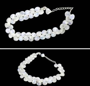 Pulsera chapada en plata de latón con cuentas de calor de 5mm de piedra lunar arcoíris de alta calidad, joyería hecha a mano para colección de verano, joyería - Product Image 1
